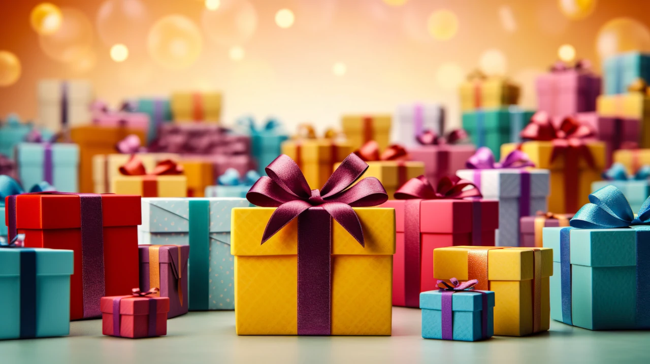 Cajas con regalos de colores y lazos muy bonitos